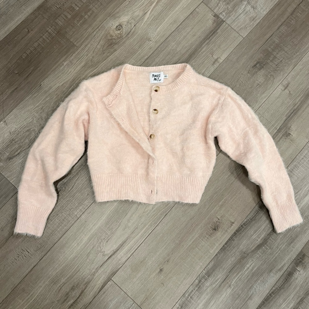 Princess Polly Baby Pink Button-Up Fuzzy Cardigan